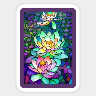 Stained Glass Lotus Flowers Sticker